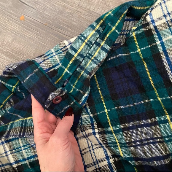 Vintage Plaid Pleaded Green Wool Skirt - Picture 4 of 8